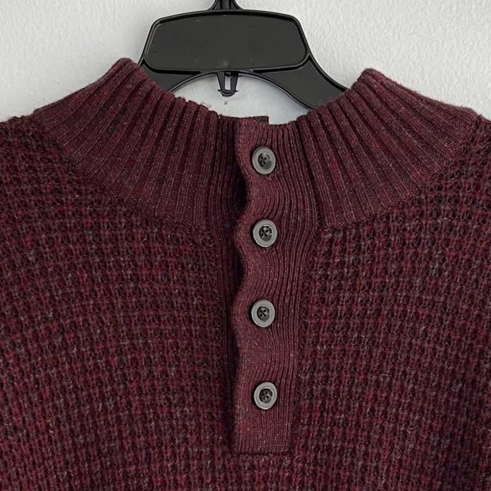FAHERTY Men's Wool & Cashmere Maroon Knit Quarter Button Sweater